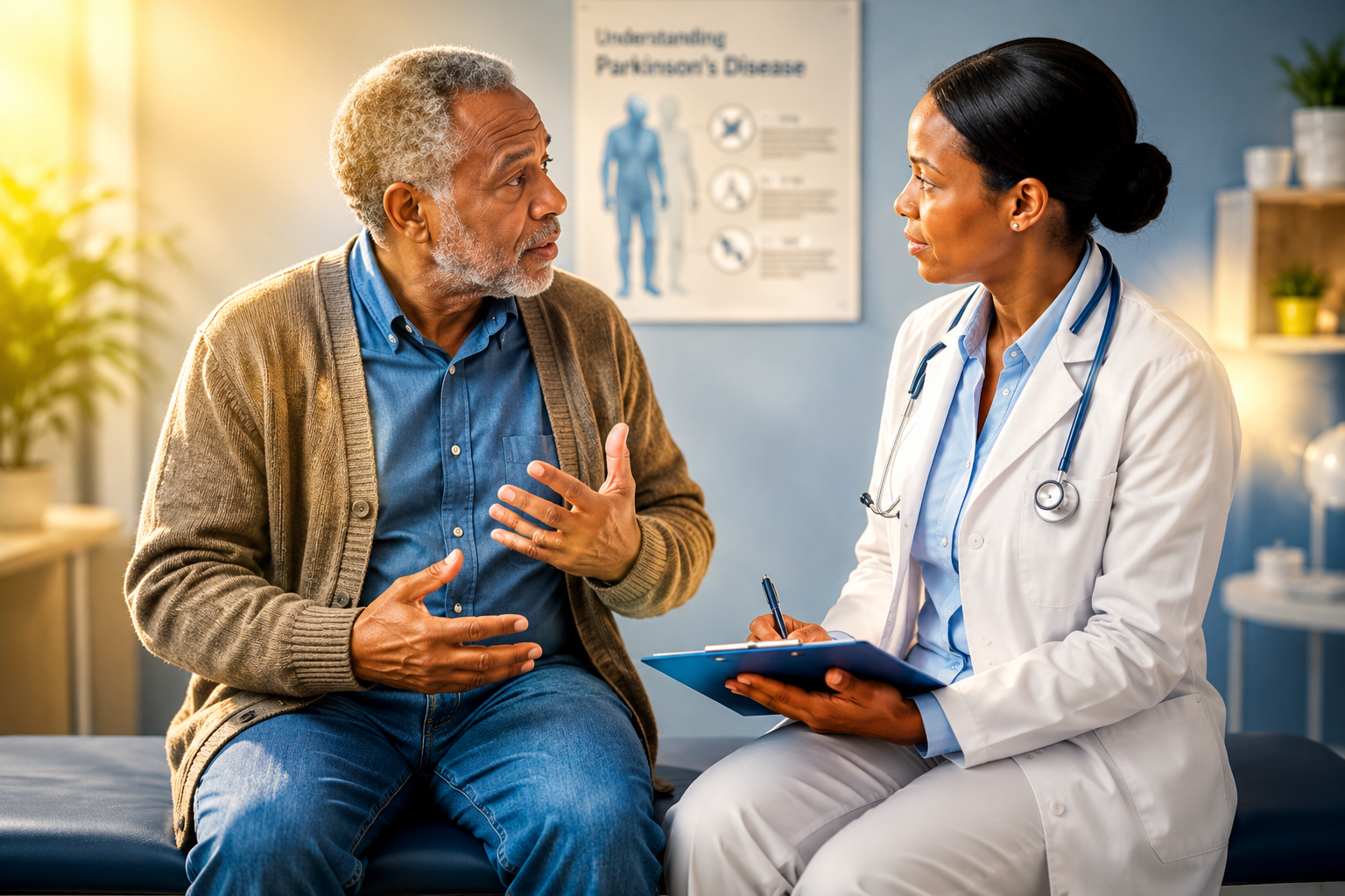 Valleywide caregiver assisting Parkinson's patient at home in Arizona